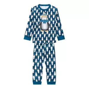 Pijama Pinguins<BR>- Azul Escuro & Branco<BR>- Kyly