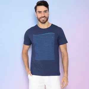 Camiseta Listrada<BR>- Azul Marinho & Azul
