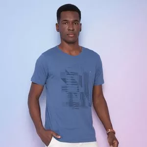 Camiseta Geométrica<BR>- Azul Escuro