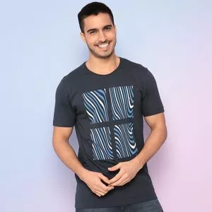 Camiseta Abstrata<BR>- Azul Escuro & Azul