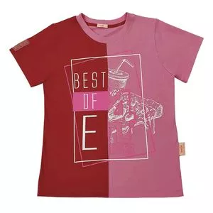 Camiseta Best Of E<BR>- Rosa & Vermelha<BR>- Newtee