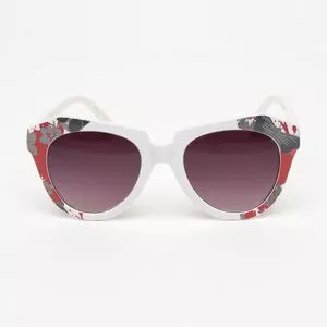 Óculos De Sol Arredondado<BR>- Vinho & Branco<BR>- Triton Eyewear
