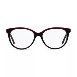 Armação Arredondada Para Óculos De Grau<BR>- Preta & Vermelha<BR>- Hugo Boss