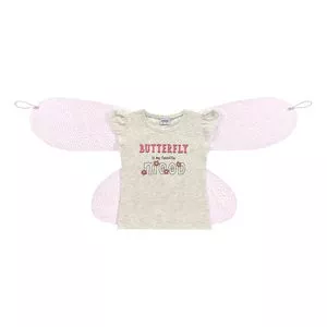 Blusa Butterfly<BR>- Cinza & Rosa Claro<BR>- Fakini Kids