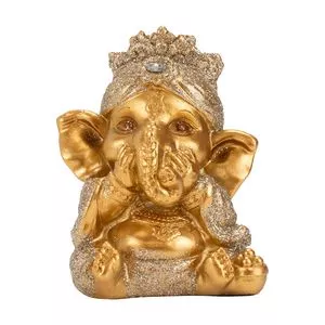Ganesha Decorativo Não Falo<BR>- Dourado & Prateado<BR>- 7x6x4cm<BR>- Anna Therapy