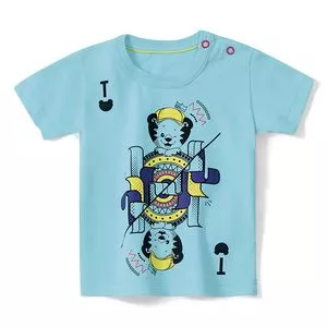 Camiseta Tigor T.Tigre®<BR>- Azul Claro & Preta