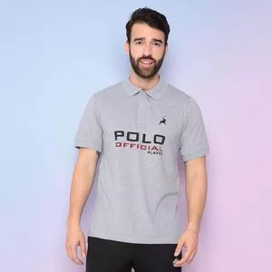 Polo Com Bordado<BR>- Cinza & Preta<BR>- Club Polo Collection