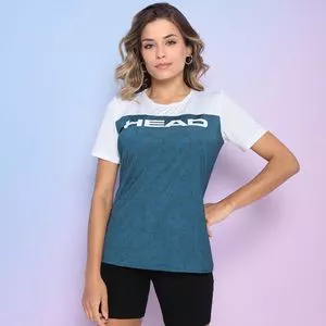 Camiseta Com Recortes<BR>- Branca & Azul Turquesa