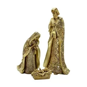 Sagrada Família Decorativa<BR>- Dourada<BR>- 3Pçs<BR>- Mabruk
