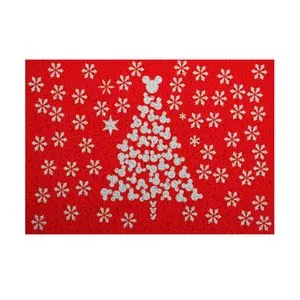 Capacho Árvore De Natal Mickey®<BR>- Vermelho & Branco<BR>- 60x40cm<BR>- Euromats