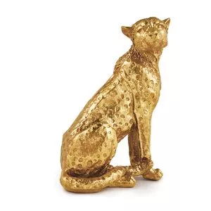 Escultura Leopardo Metalizado<BR>- Dourada<BR>- 27x19,5x12,5cm<BR>- Mart