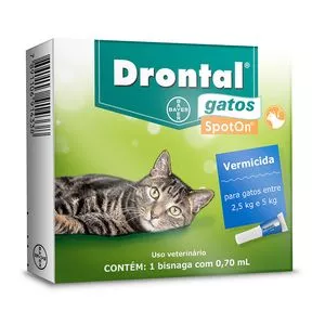 Vermicida & Giardicida Drontal® Cat Spot On<BR>- Uso Tópico<BR>- 0,70ml<BR>- Elanco