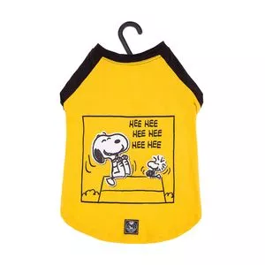 Camiseta Snoopy® Hee<BR>- Amarela & Preta<BR>- Ø32xØ63cm<BR>- Zooz Pets