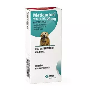 Meticorten 20mg<BR>- Via Oral<BR>- 10 comprimidos<BR>- Vetline