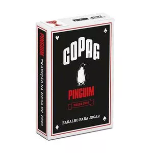 Baralho Pinguin<BR>- Preto & Branco<BR>- 11x6,1x2cm<BR>- Copag