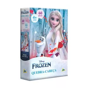 Quebra-Cabeça Frozen®<BR>- Azul & Branco<BR>- 60Pçs<BR>- Toyster