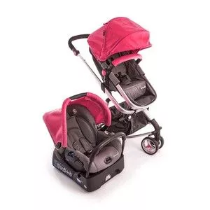 Jogo De Carrinho & Bebê Conforto System Mobi Safety<BR>- Cinza Escuro & Pink<BR>- 2Pçs<BR>- Safety1St
