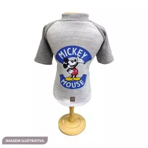 Blusa Mickey Mouse® Em Moletom<BR>- Cinza & Azul<BR>- 25x37cm<BR>- Fabrica Pet