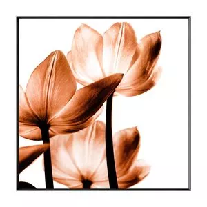 Quadro Floral<BR>- Branco & Marrom Claro<BR>- 70x70x3cm<BR>- Arte Própria
