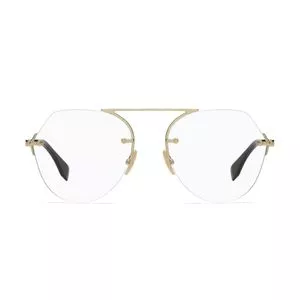 Armação Arredondada Para Óculos De Grau<BR>- Dourada & Preta<BR>- Fendi