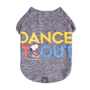 Camiseta De Inverno Snoopy® Dance It Out<BR>- Cinza & Amarela<BR>- Ø26xØ36cm<BR>- Zooz Pets
