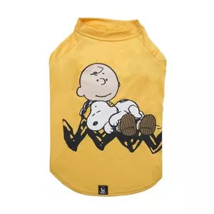 Camiseta Snoopy® & Charlie Brown<BR>- Amarela & Preta<BR>- Ø28xØ51cm<BR>- Zooz Pets