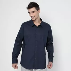 Camisa Slim Fit Lisa<BR>- Azul Marinho<BR>- Calvin Klein
