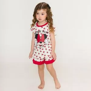Pijama Infantil Minnie®<BR>- Off White & Vermelho<BR>- Pijamas Fun