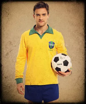 Camiseta Brasil Copa 1962 Manga Longa Amarela