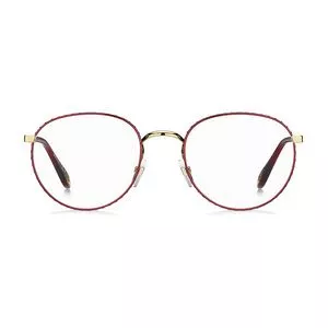 Armação Arredondada Para Óculos De Grau<BR>- Dourada & Vermelha<BR>- Givenchy