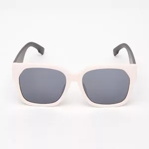 Óculos De Sol Quadrado<BR>- Preto & Rosa Claro<BR>- Les Bains Paris