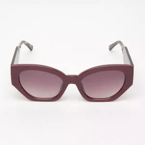 Óculos De Sol Retangular<BR>- Vinho & Marrom<BR>- Les Bains Paris