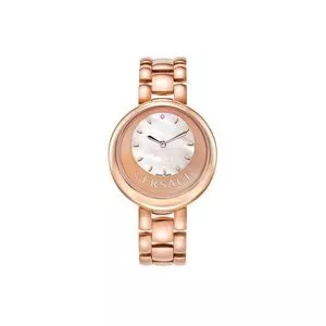 Relógio Analógico V226<BR>- Rosê Gold & Off White<BR>- Versace