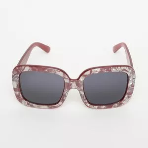 Óculos De Sol Quadrado<BR>- Preto & Vermelho Escuro<BR>- Les Bains Paris
