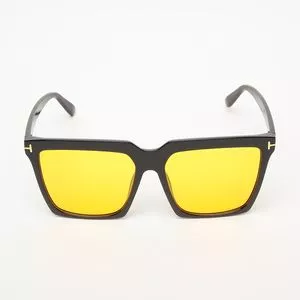 Óculos De Sol Retangular<BR>- Amarelo & Preto<BR>- Les Bains Paris