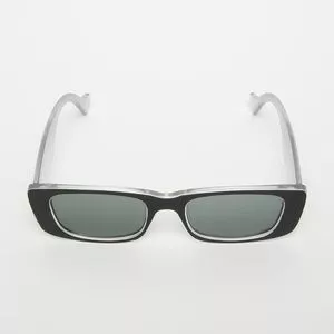 Óculos De Sol Retangular<BR>- Verde Escuro & Preto<BR>- Les Bains Paris