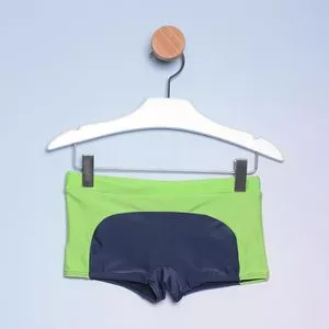 Sungão Infantil Com Recortes<BR>- Azul Marinho & Verde Limão