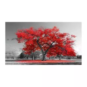 Quadro Árvore<BR>- Cinza & Vermelho<BR>- 55x100x3cm<BR>- Atelier Valverde