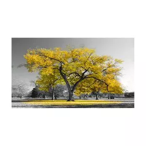 Quadro Árvore<BR>- Cinza & Amarelo<BR>- 55x100x3cm<BR>- Atelier Valverde