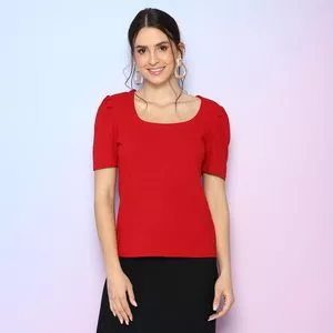 Blusa Canelada<BR>- Vermelha