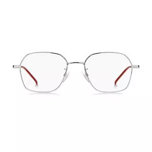 Armação Arredondada Para Óculos De Grau<BR>- Prateada & Vermelha<BR>- Tommy Hilfiger