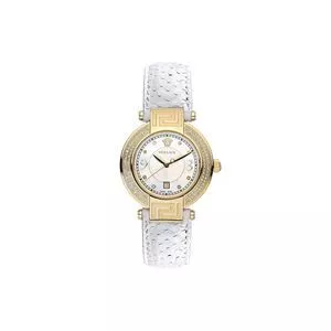 Relógio Analógico V136<BR>- Dourado & Branco<BR>- Versace Relógio