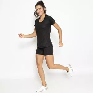 Conjunto De Camiseta, Top & Short<BR>- Preto<BR>- 3Pçs<BR>- Verbo Fitness