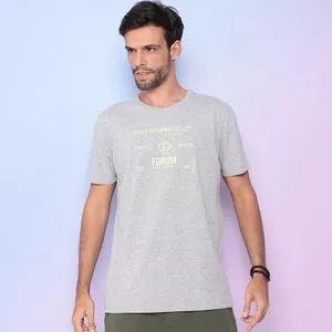 Camiseta Forum®<BR>- Cinza & Amarelo Claro