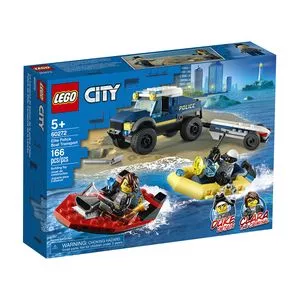 LEGO® Transporte de Barco da Polícia de Elite<BR>- Azul & Vermelho<BR>- 166Pçs
