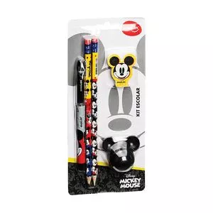 Kit Escolar Mickey Mouse®<BR>- Amarelo & Preto<BR>- 5Pçs<BR>- Molin