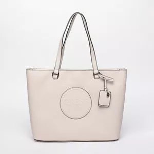 Bolsa Shopper Com Bag Charm<BR>- Off White<BR>- 28x46,5x13cm