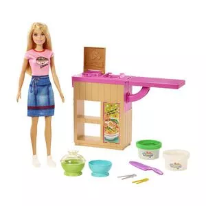 Boneca Barbie® Bar De Macarrão<BR>- Pink & Verde<BR>- 32,5x23x7,5cm<BR>- Mattel
