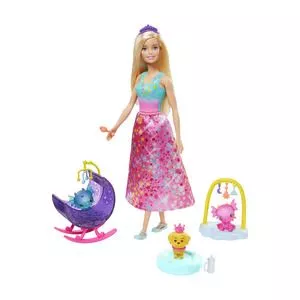 Boneca Barbie® Dreamtopia Dia De Pets<BR>- Rosa & Lilás<BR>- 32,5x23x6cm<BR>- Mattel