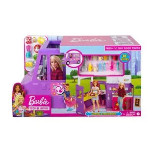 Boneca Barbie® Food Truck<BR>- Pink & Azul<BR>- 28x46x19cm<BR>- Mattel